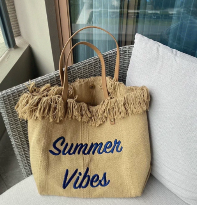 Sac de plage en toile brodée en 7 couleurs joyeuses