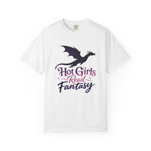 Fantasy Reader T‑Shirt — "Hot Girls Read Fantasy" Dragon Graphic