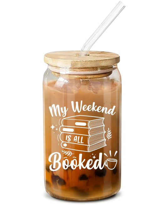 NEWELEVEN Galentines Day Gifts for Friends - Book Lovers Gifts for Women - Bookish Gifts for Readers, Librarians, Bookaholics - Birthday Gifts for Women, Her, Best Friend – 16 Oz Coffee Glass