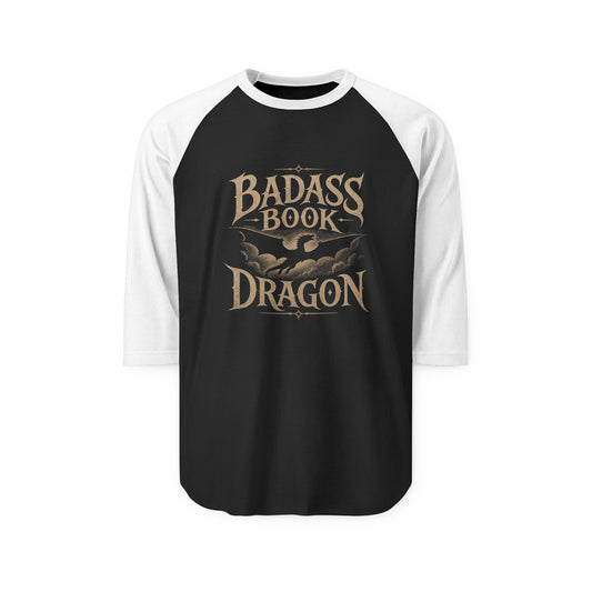 "Badass Book Dragon" Raglan Shirt — 3/4 Sleeve Reading Tee