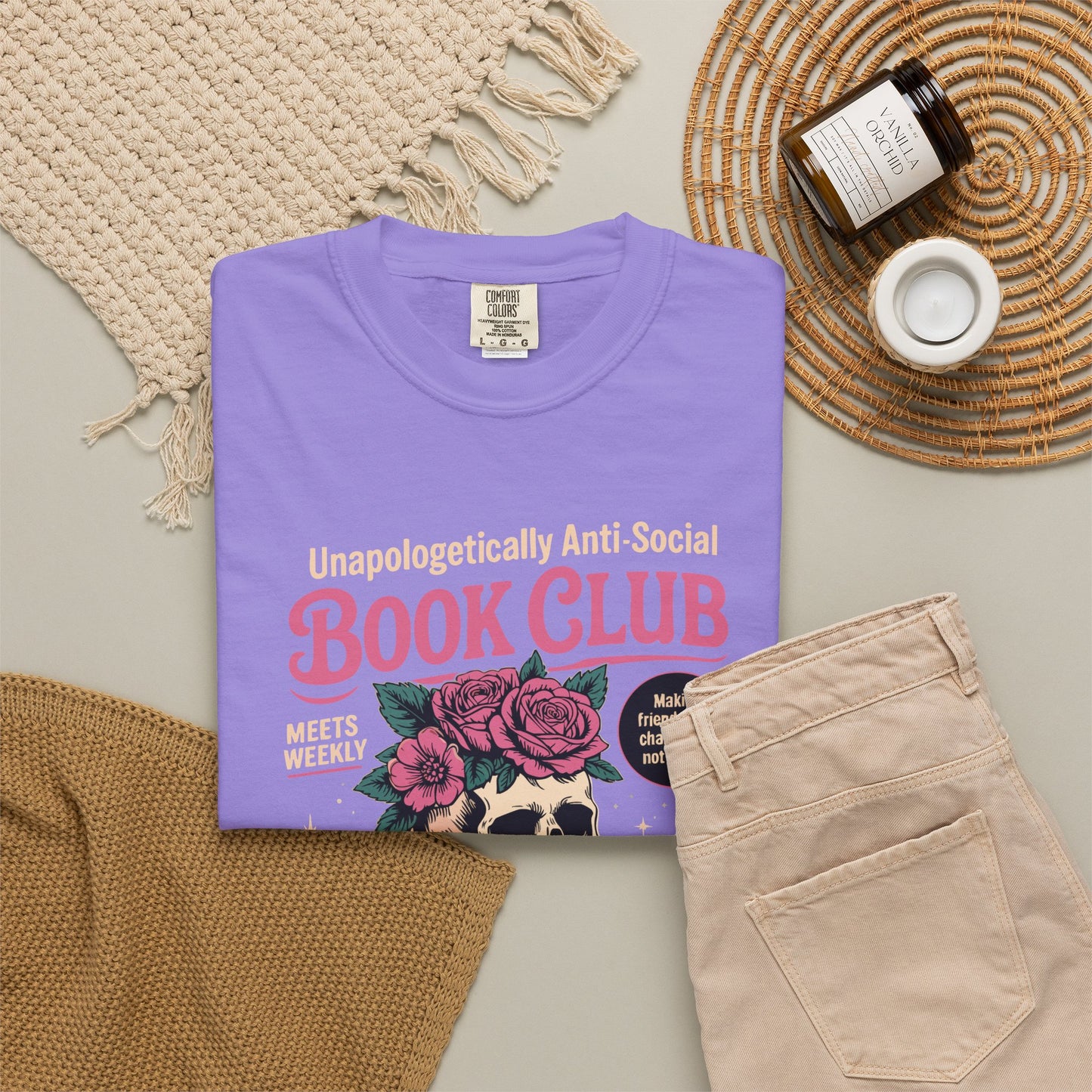 "Unapologetically Anti-Social Book Club" T-Shirt — Skull & Books Graphic Tee for Avid Readers