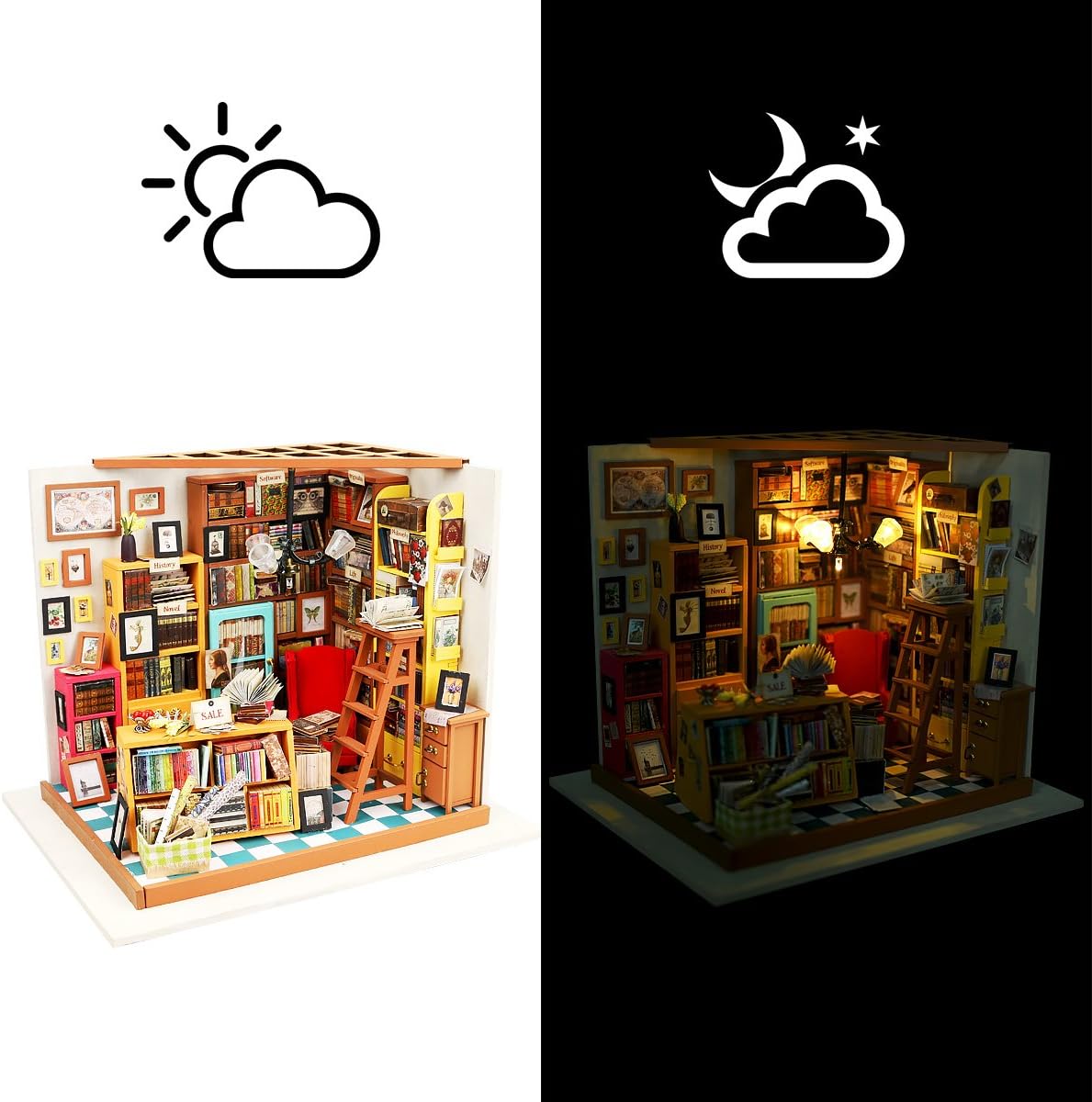 Kit de Bricolage pour Diorama Bibliothèque Miniature