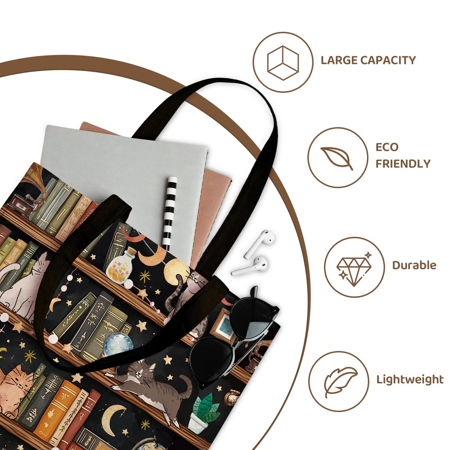 Wazzio Aesthetic Lot de 2 Sacs Fourre-Tout en Toile avec Trousse de Maquillage, Sacs de Courses Réutilisables pour le Shopping, la Salle de Sport, les Voyages, le Travail, les Vacances