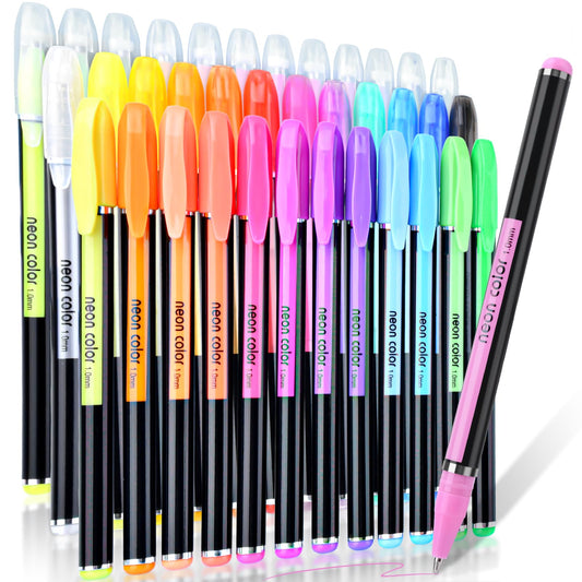 36 Colors Gel Pens Gel Pen Set for Adult Coloring, Metallic Glitter Pens & Gel Ink Pens for Journaling, Drawing, Cute Journal Pens Colored Gel Pens for Black Paper Writing