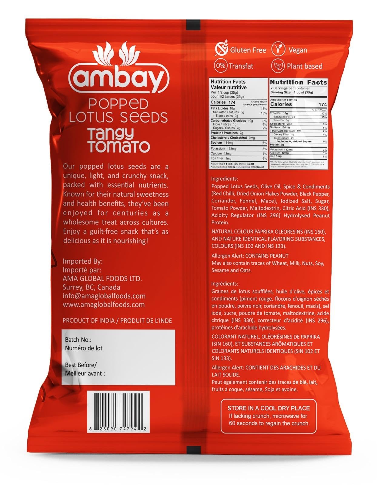 Ambay Popped Lotus Seeds, 70g, Trans-Fat Free, Gluten-Free, Vegan, Roasted in Olive Oil, 6 Flavours (Himalayan Pink Salt & Pepper)