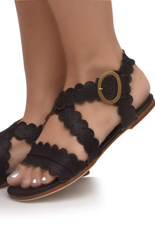 Mermaid Scalloped Leather Sandals