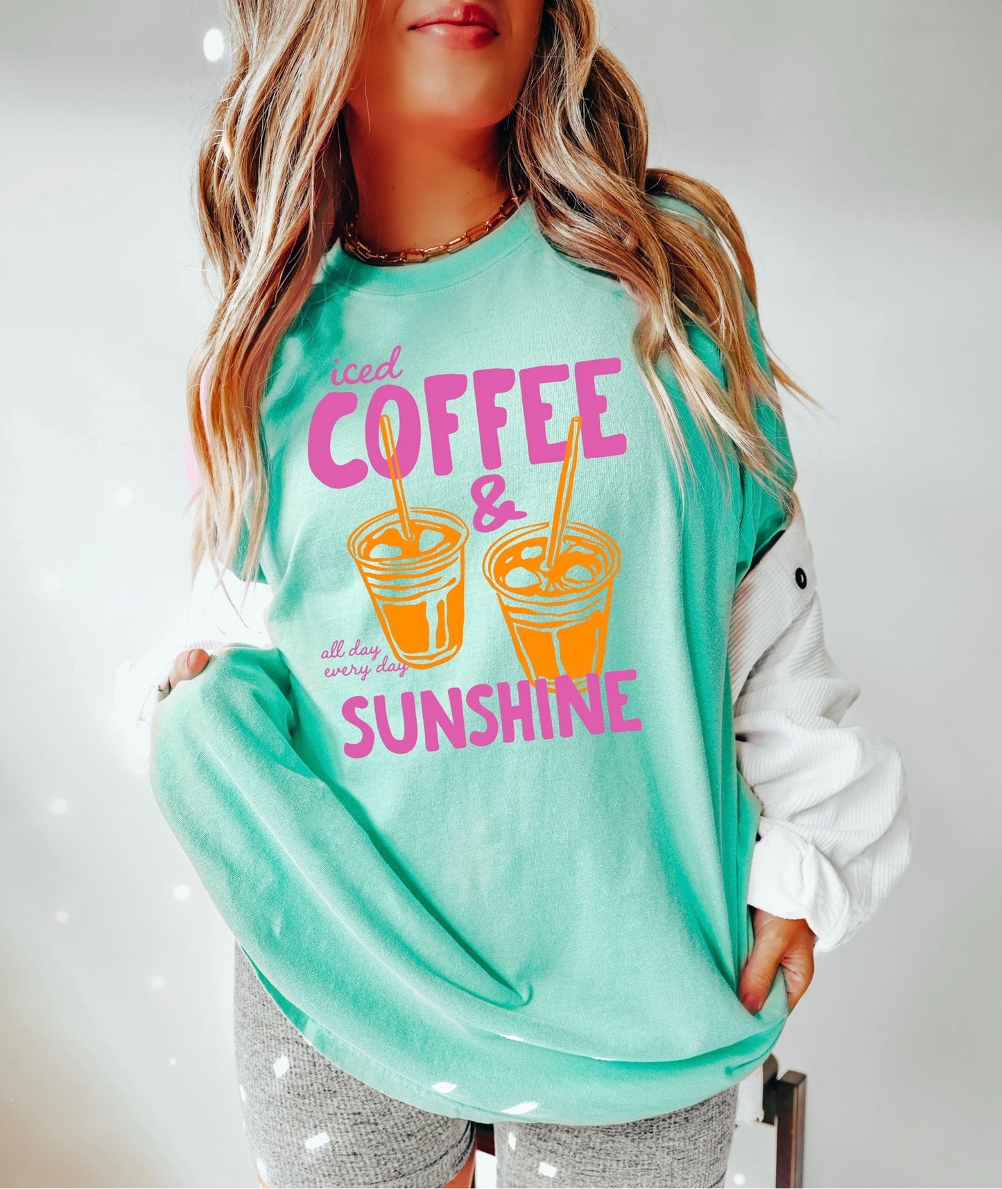 T-shirt Café glacé et soleil