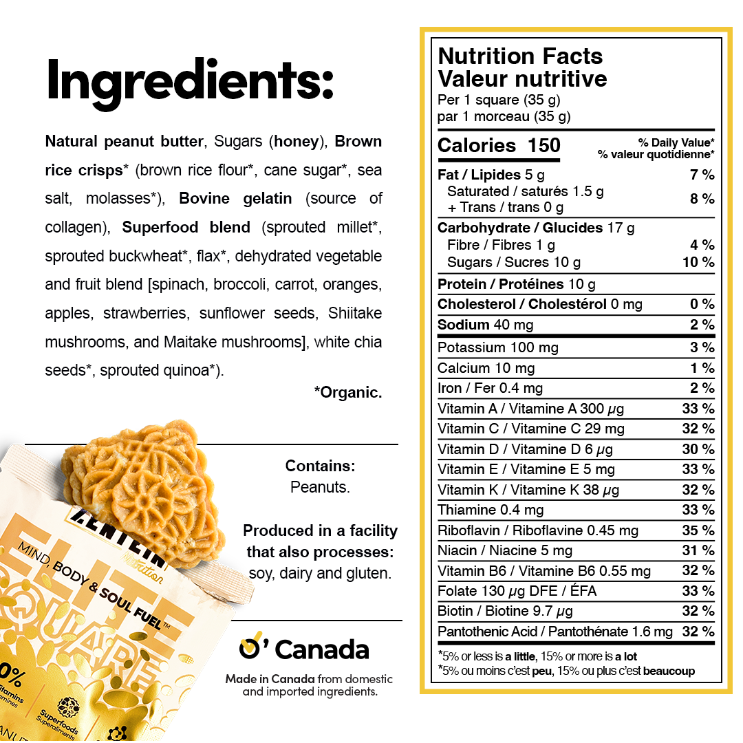 Carrés croustillants au miel et aux cacahuètes par Elite - Paquet de 12