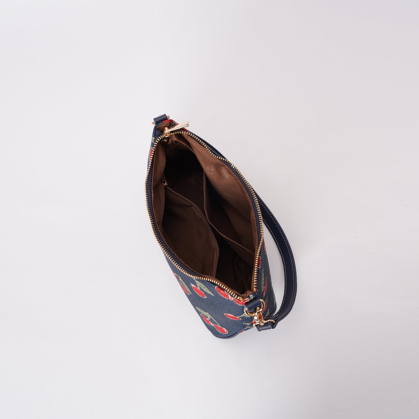 Signare London - Cherry Moon Handbag on Blue Backdrop-4