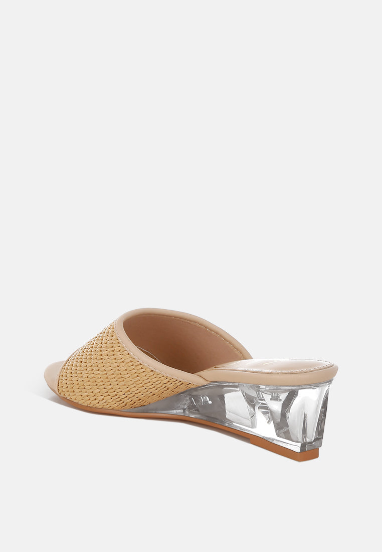 Sandales compensées Osminda Raffia à talons transparents