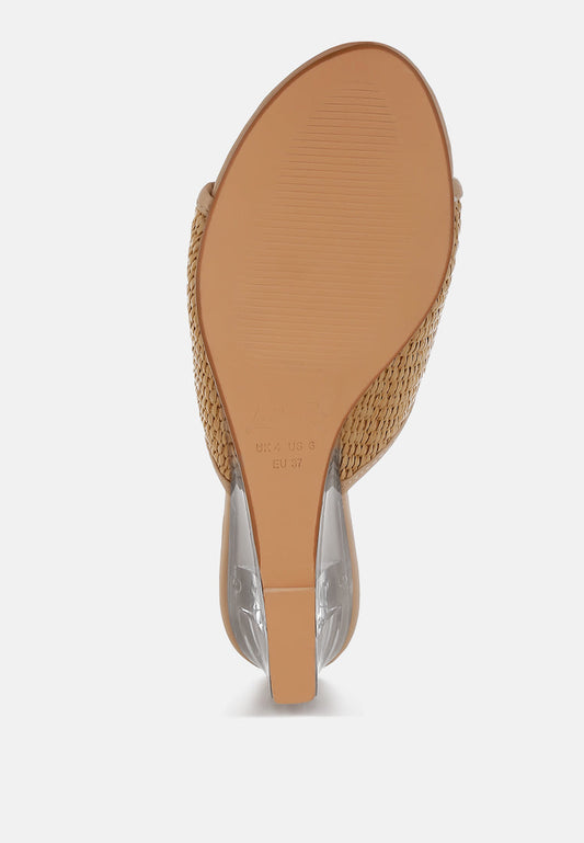 Osminda Raffia Clear Heel Wedge Sandals
