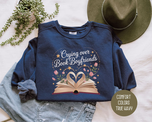 Crying Over Book Boyfriends Comfort Colors Sweatshirt-1