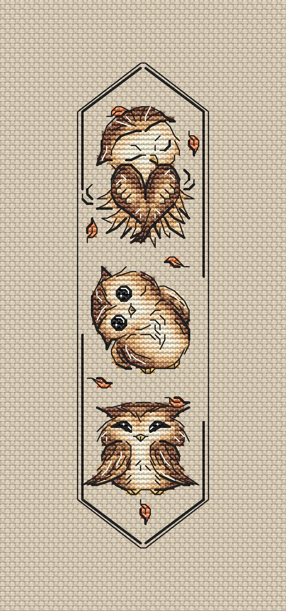 Bookmark Owlets - PDF Cross Stitch Pattern-1