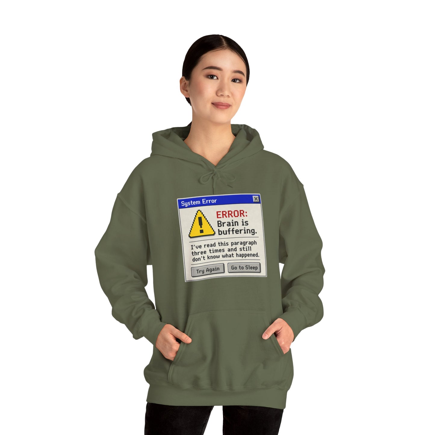 Neurospicy "ERROR: Brain is buffering" Retro Computer Alert Graphic Hoodie