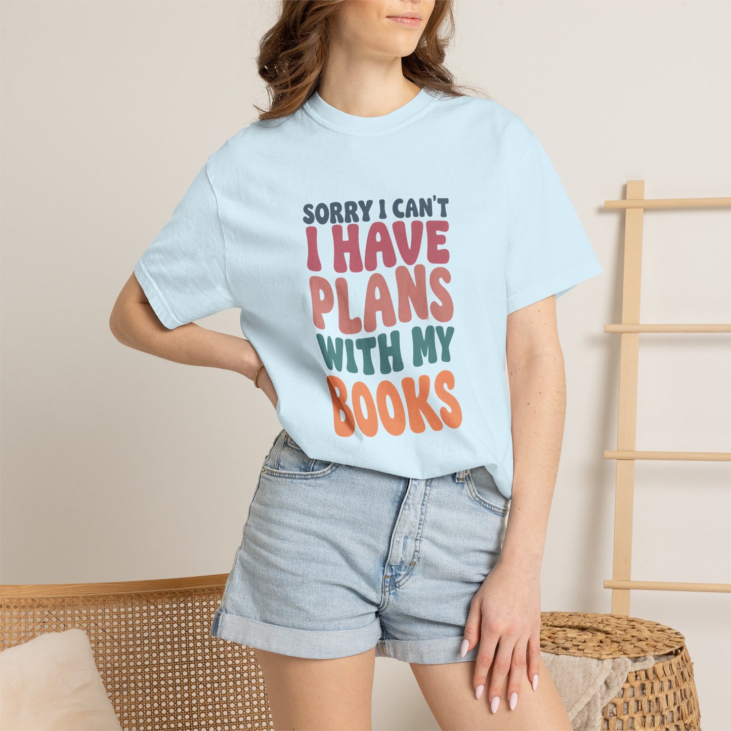Book Lover T-Shirt — "Sorry I Can't, I Have Plans With My Books" Graphic Tee