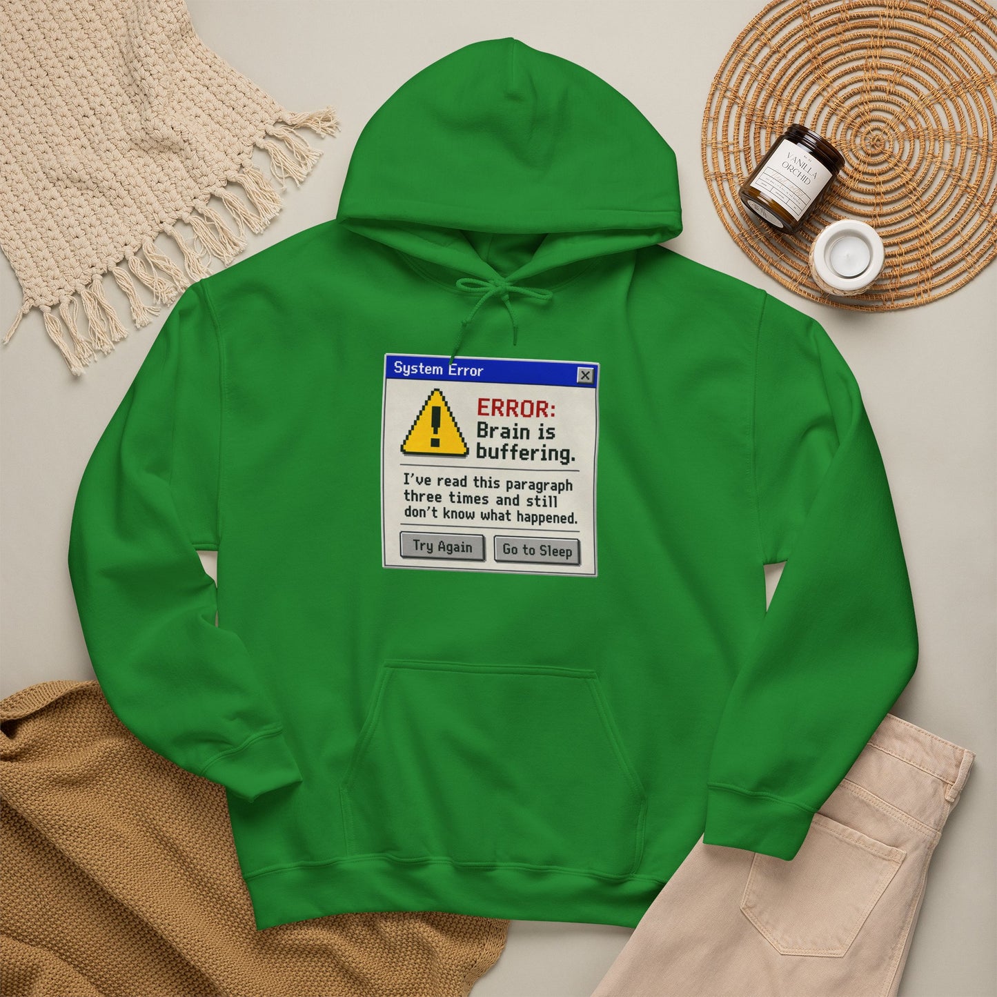 Neurospicy "ERROR: Brain is buffering" Retro Computer Alert Graphic Hoodie