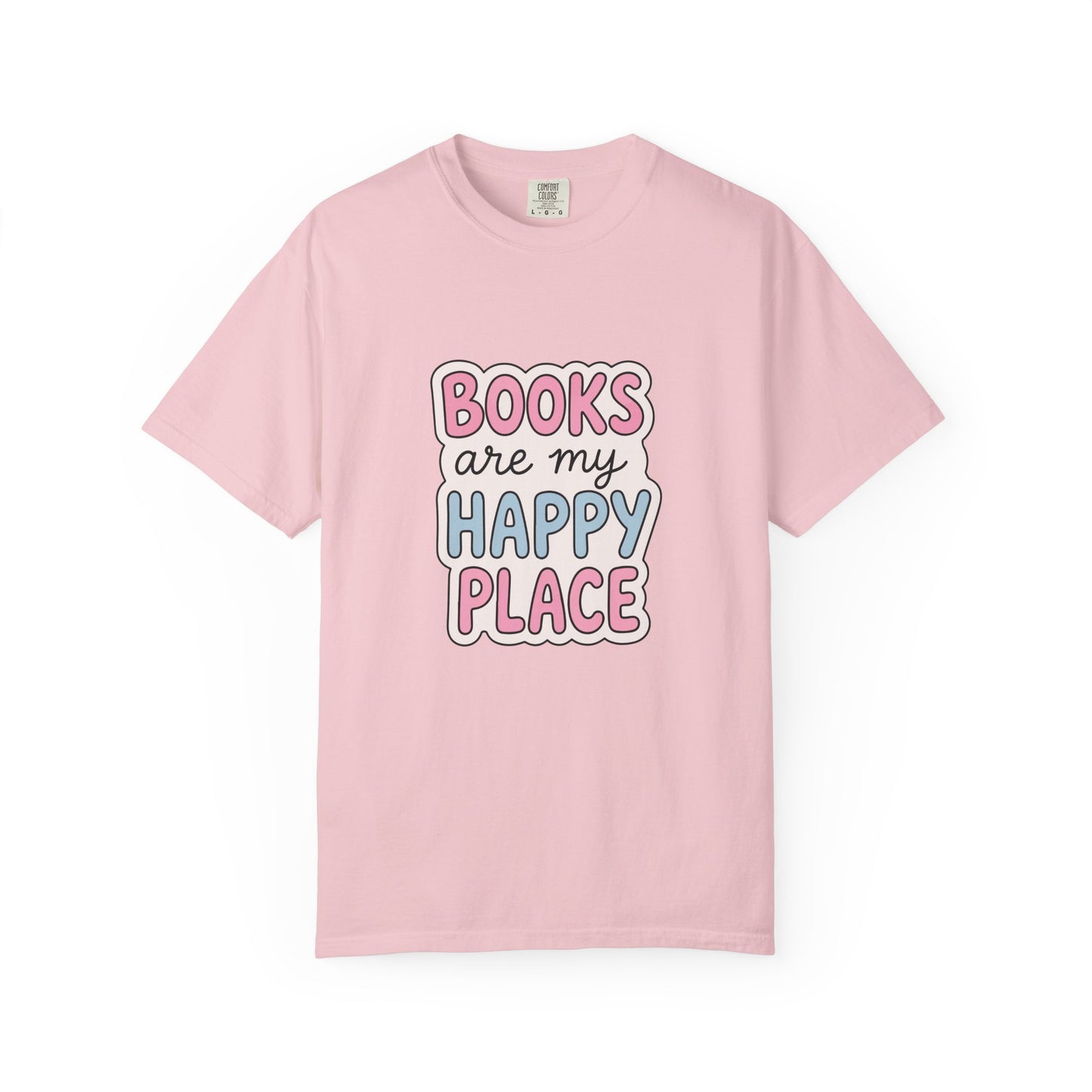 "Books Are My Happy Place" T-Shirt — Cute Pastel Reader Tee