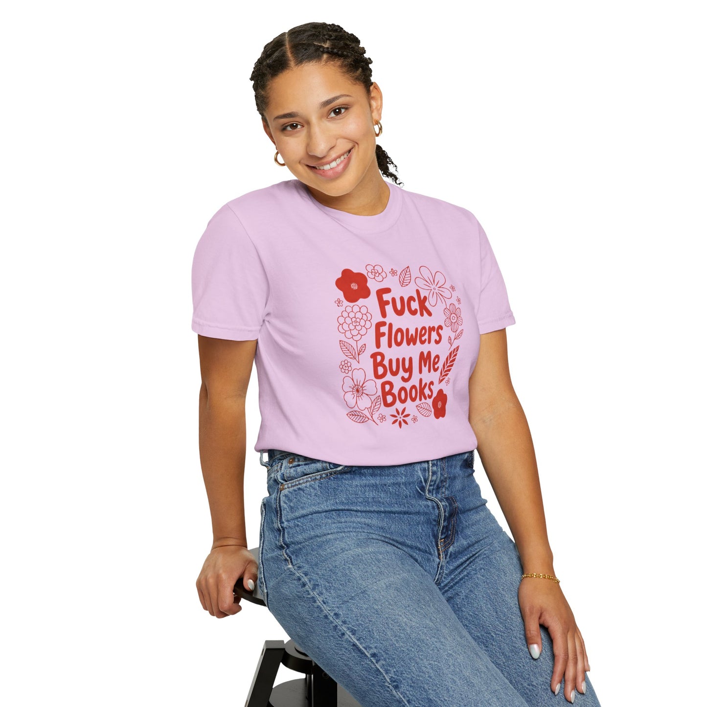 “Fuck Flowers Buy Me Books” Floral Graphic Tee