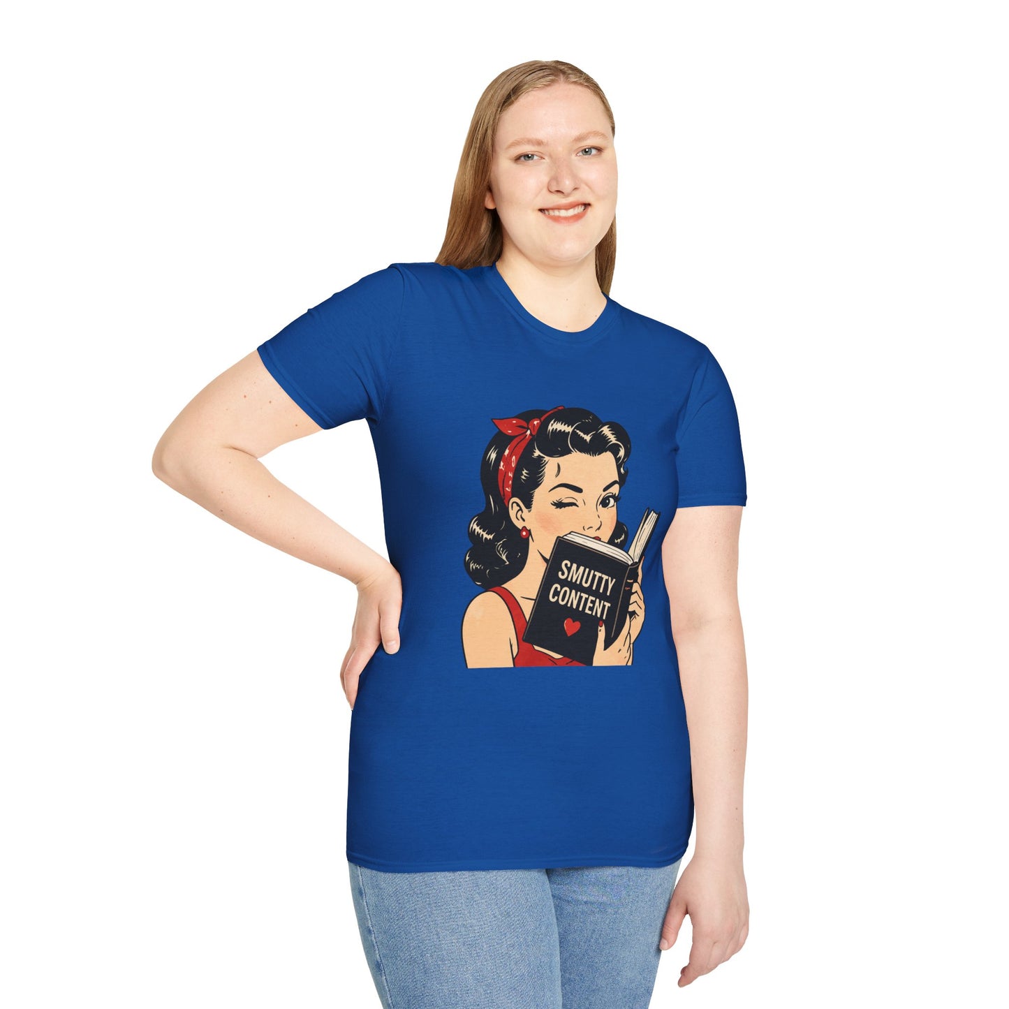 Lightweight Fabric - Vintage Pin-up Reading Tee — "Smutty Content" Graphic T-Shirt