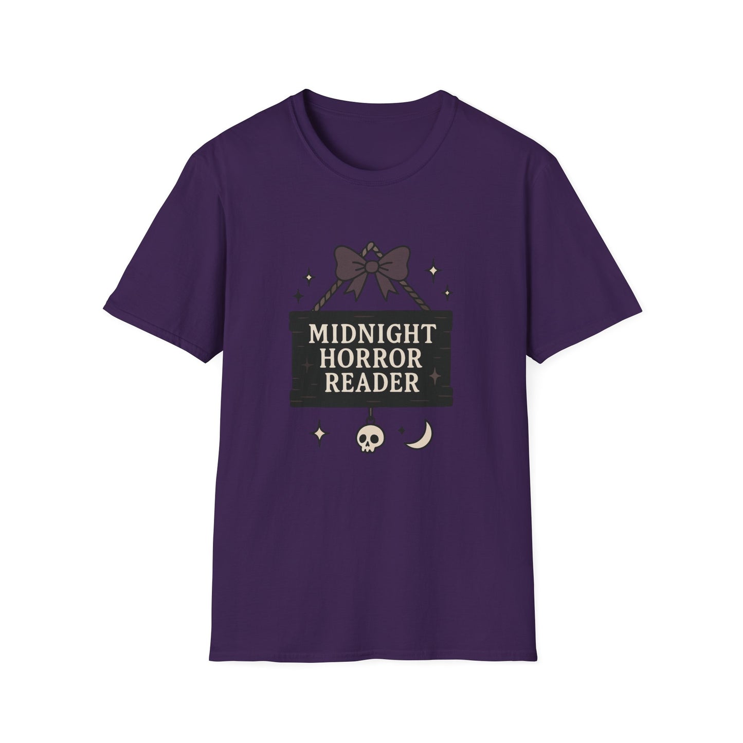 Lightweight Fabric - "Midnight Horror Reader" T-Shirt — Spooky Book Lover Graphic Tee