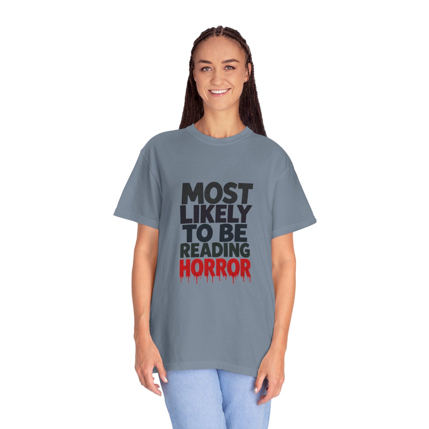 Horror Reader T-Shirt — "Most Likely to Be Reading Horror" Graphic Tee