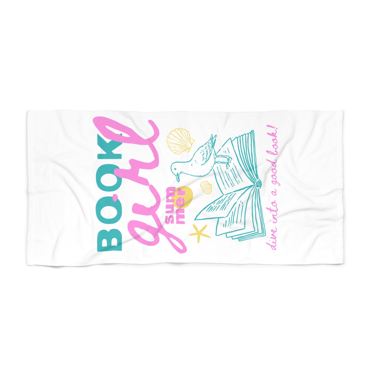 Beach Towel — "Book Girl Summer" Illustrated Reading & Seaside Vibes
