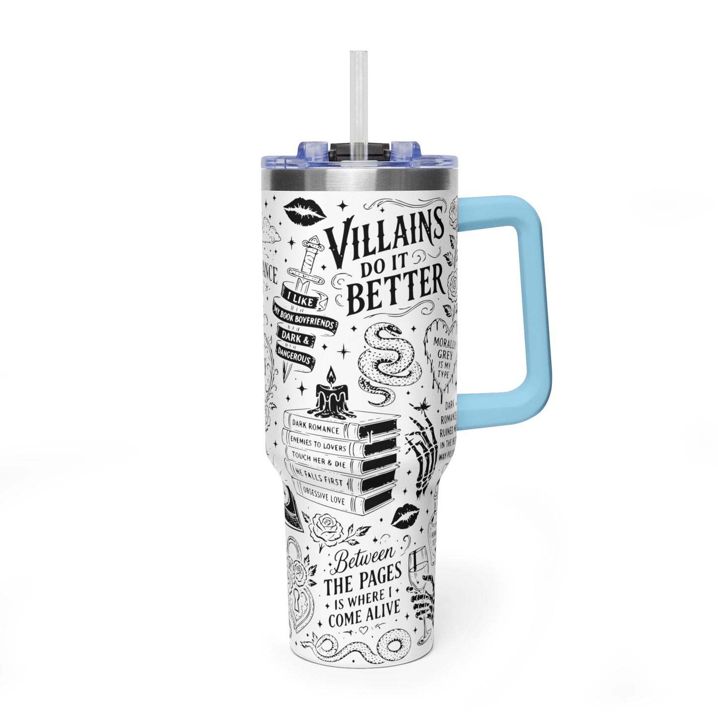 40oz Tumbler — "In My Dark Romance Era (Probably Smut)" Graphic Vacuum Travel Mug