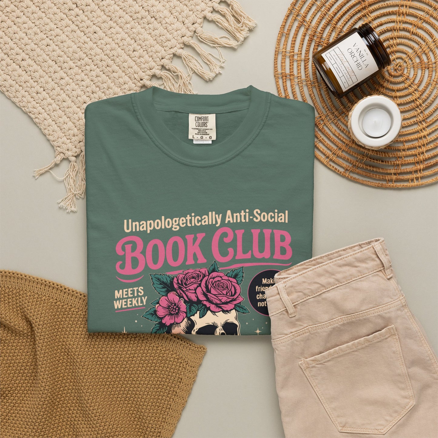 "Unapologetically Anti-Social Book Club" T-Shirt — Skull & Books Graphic Tee for Avid Readers