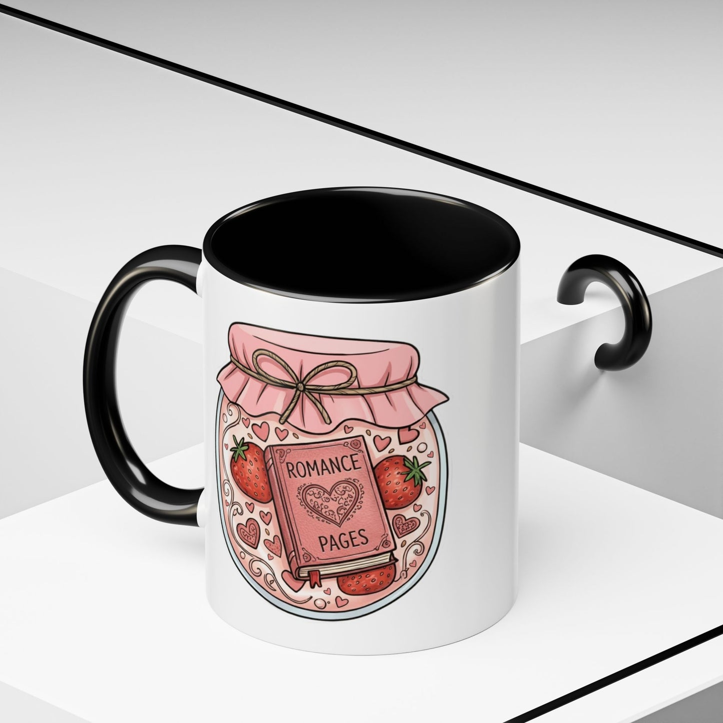 "Romance Pages" Jam Jar Coffee Mug — Cute Strawberry Jam Romance Readers Mug (11/15oz)