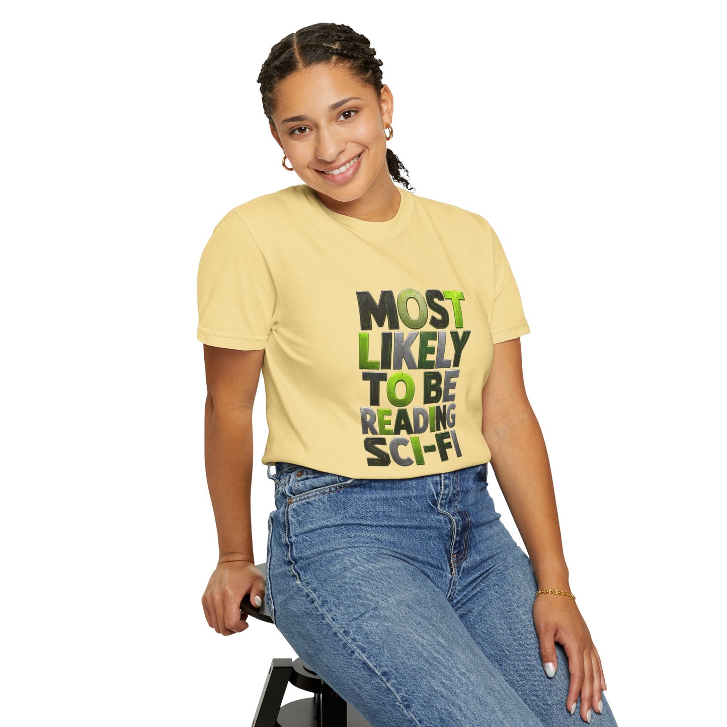 "Most Likely To Be Reading Sci‑Fi" T-Shirt for Science Fiction Book Lovers