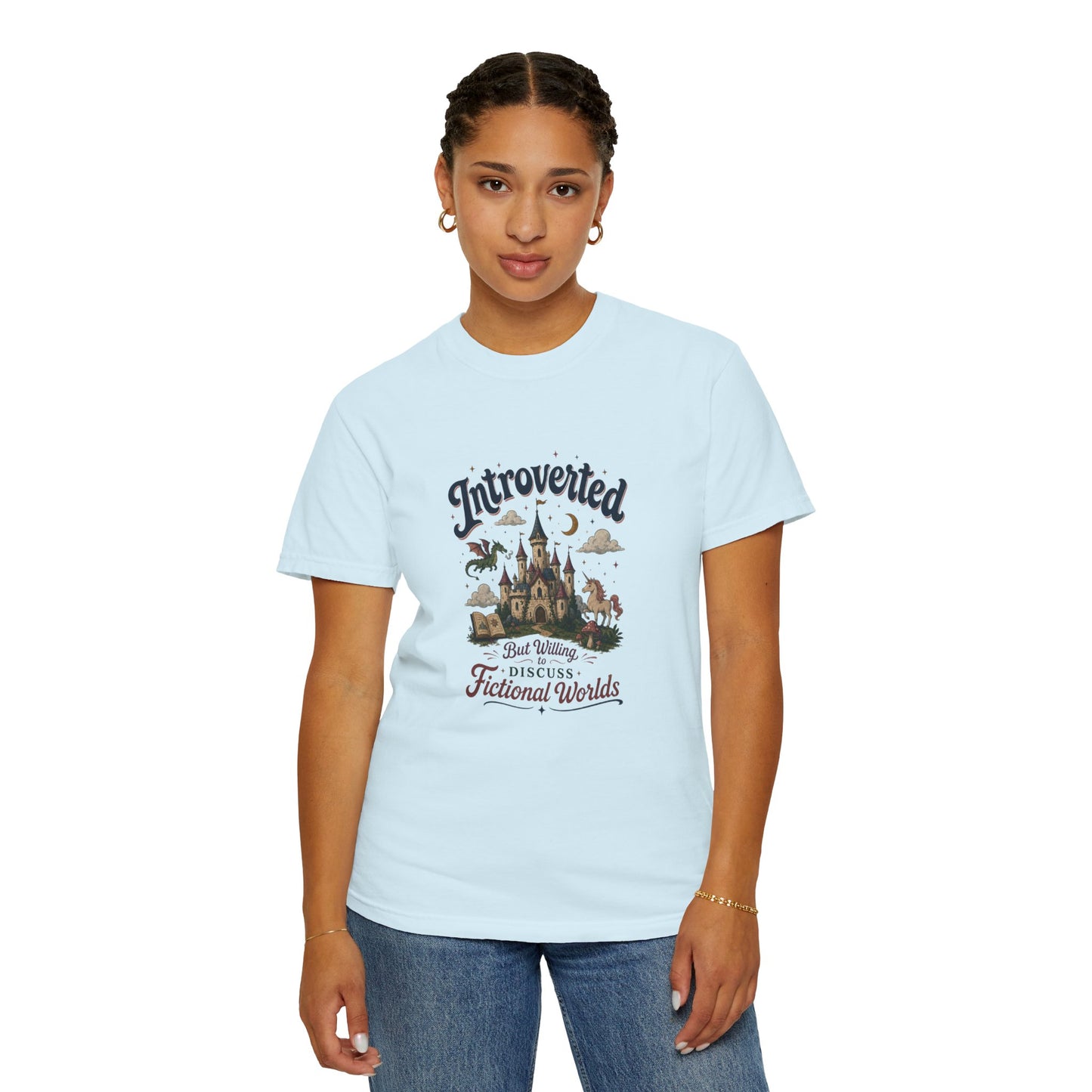 "Introverted But Willingly Discuss Fictional Worlds" Fantasy Lovers T-Shirt