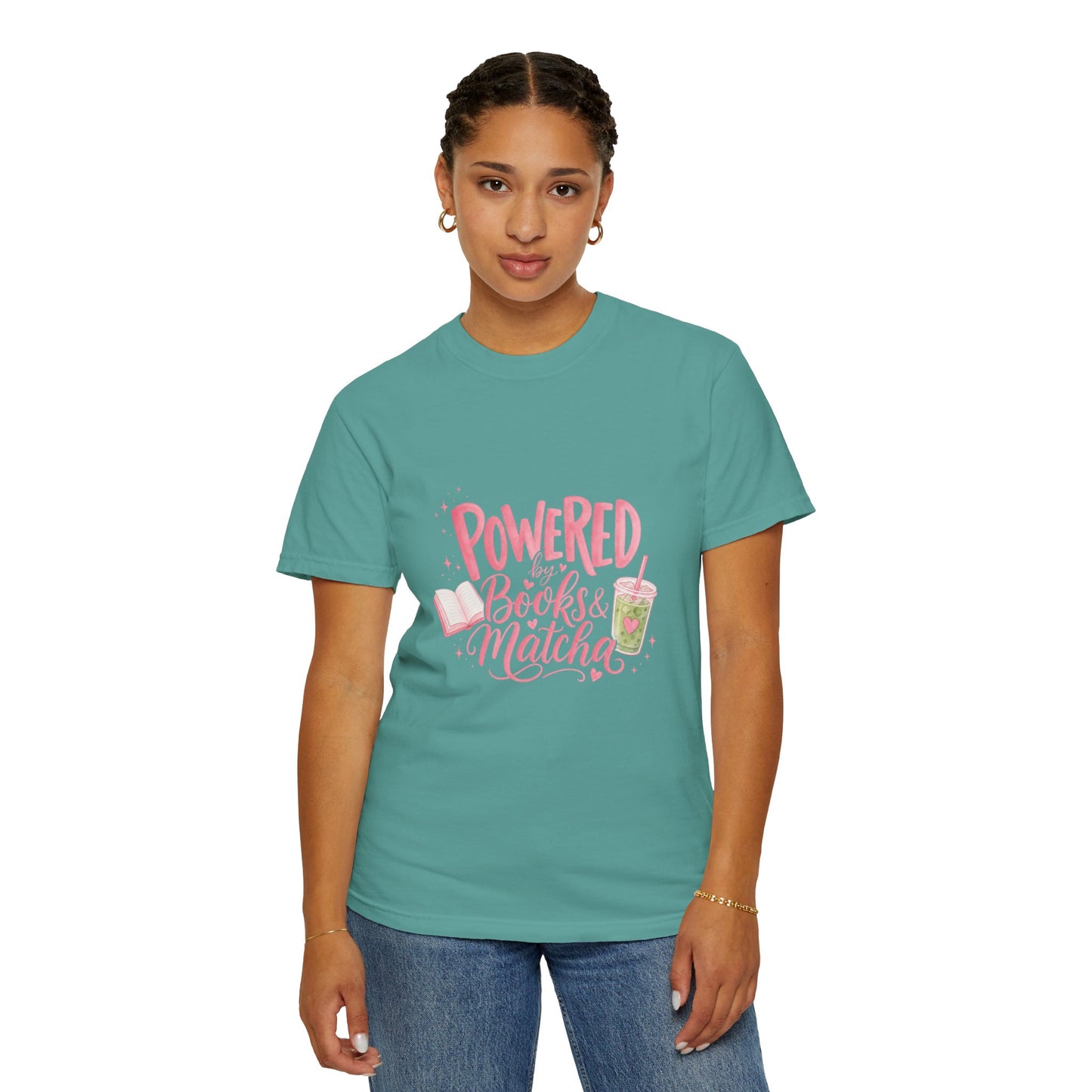 "Powered by Books & Matcha" T-Shirt