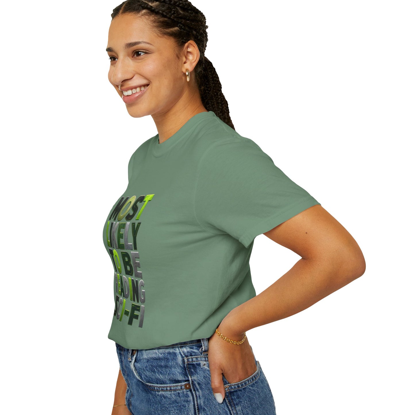 "Most Likely To Be Reading Sci‑Fi" T-Shirt for Science Fiction Book Lovers