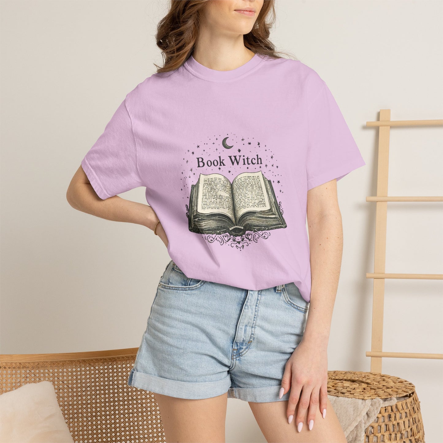"Book Witch" T-Shirt — Vintage Open Spellbook Design for Readers & Witches