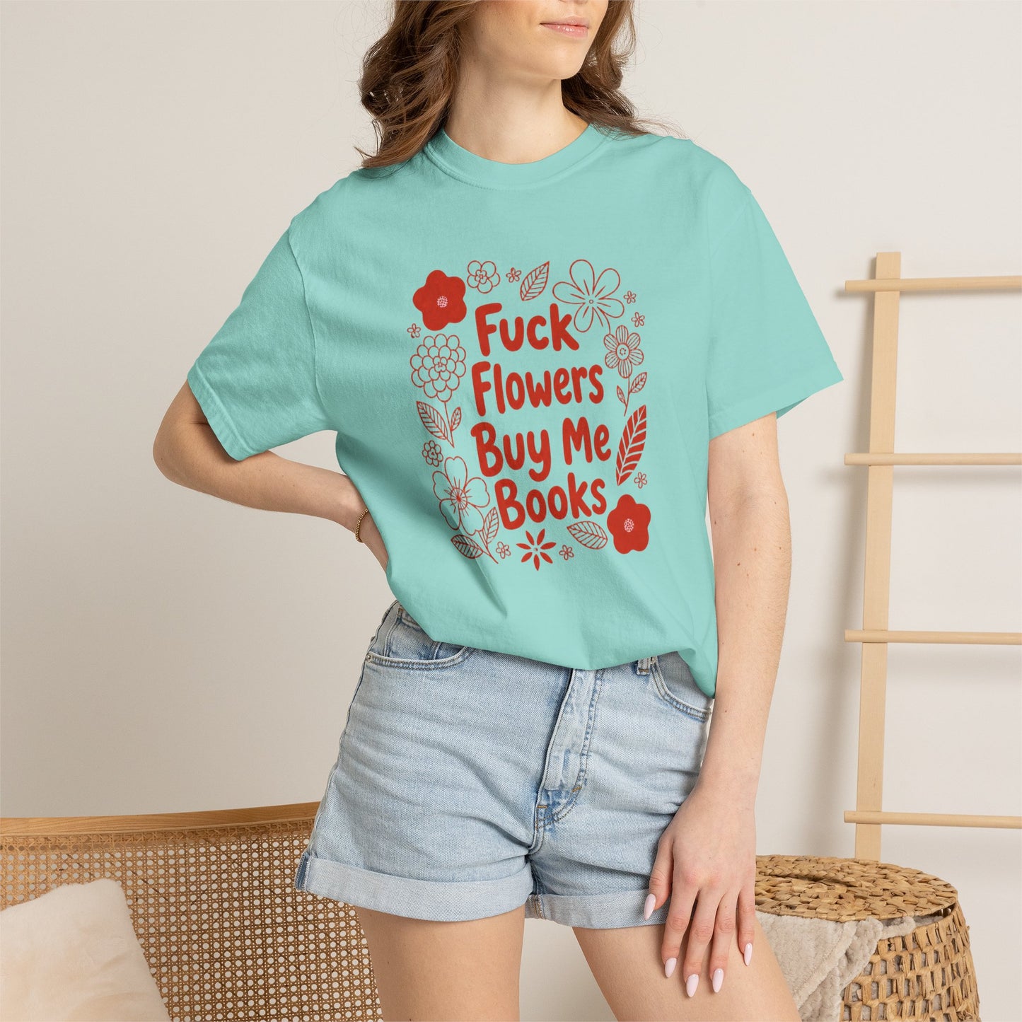 “Fuck Flowers Buy Me Books” Floral Graphic Tee