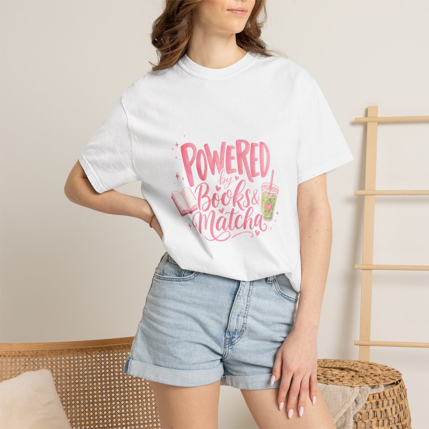"Powered by Books & Matcha" T-Shirt