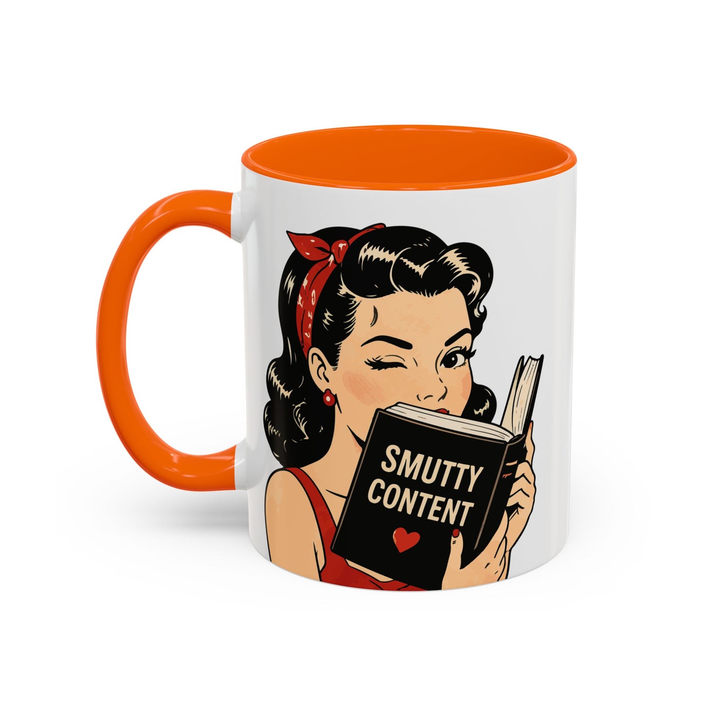 Retro Pin-Up Coffee Mug — Vintage Pop Art Woman with Heart Lollipop (11oz)