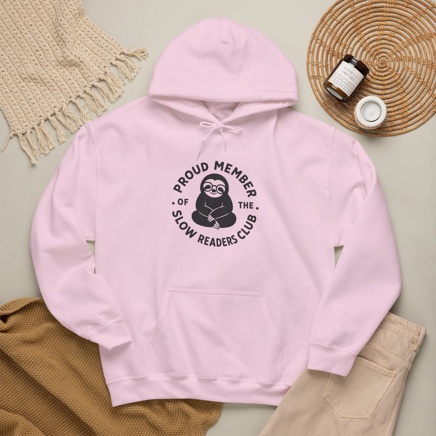 "Proud Member of the Slow Readers Club" Sloth Reading Hoodie