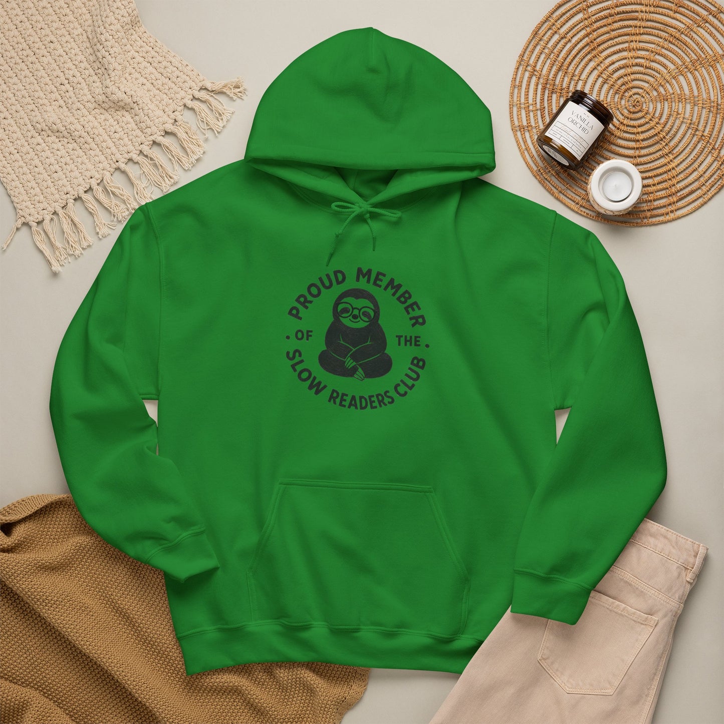 "Proud Member of the Slow Readers Club" Sloth Reading Hoodie
