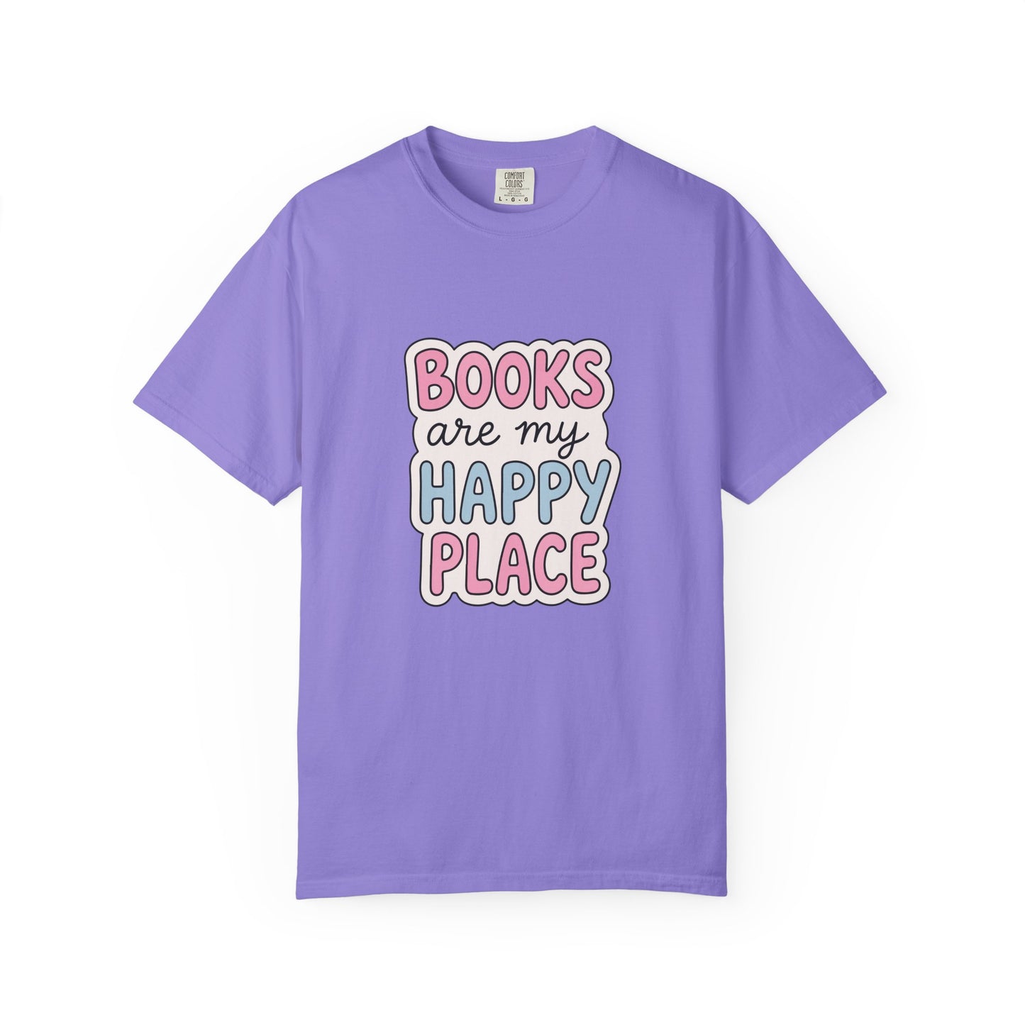 "Books Are My Happy Place" T-Shirt — Cute Pastel Reader Tee