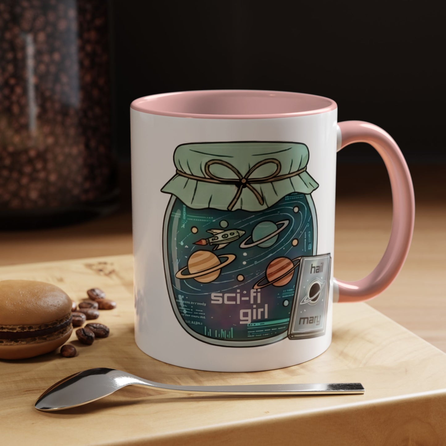 "Sci‑Fi Girl" JamJar Mug — Space Planets Accent Coffee Cup (11/15oz)