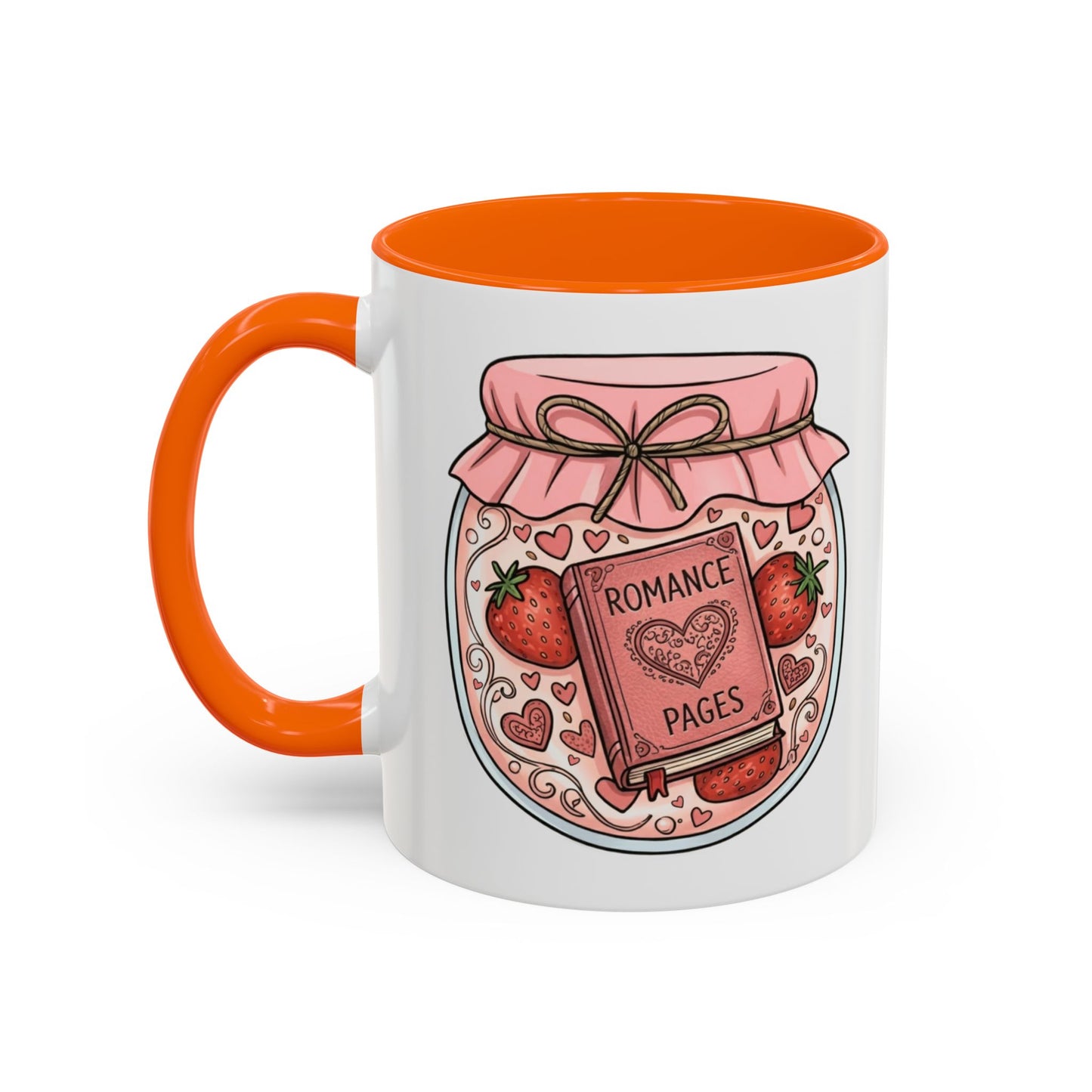 "Romance Pages" Jam Jar Coffee Mug — Cute Strawberry Jam Romance Readers Mug (11/15oz)