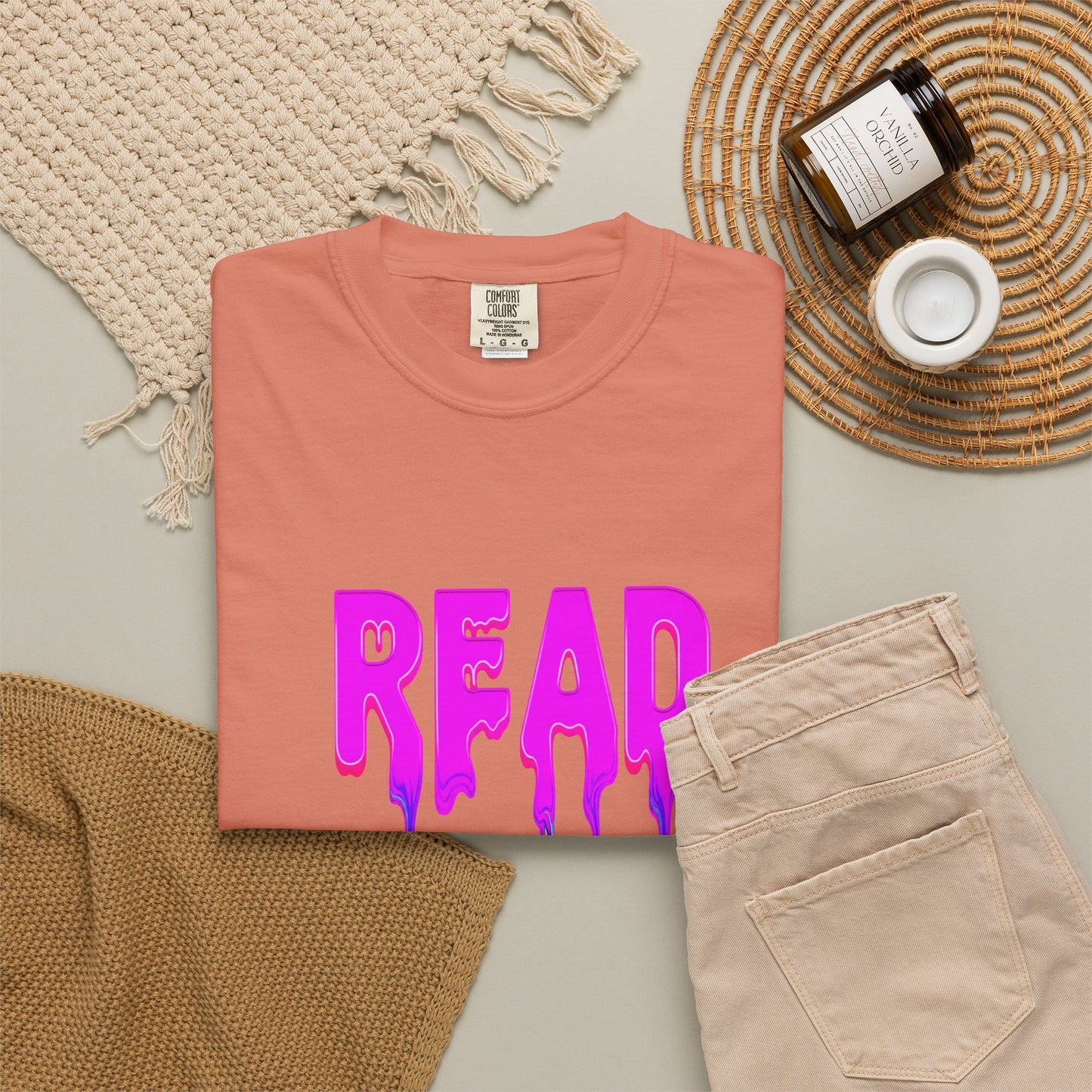"READ" Dripping Graphic T-Shirt — Psychedelic Melting Book Design