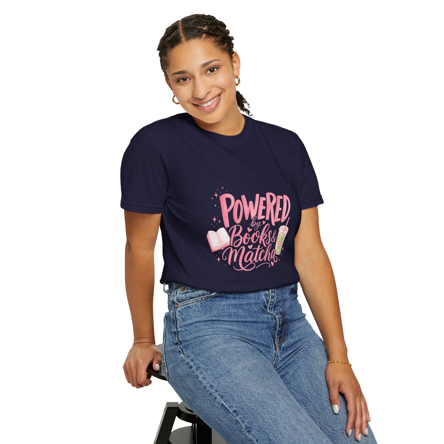 "Powered by Books & Matcha" T-Shirt