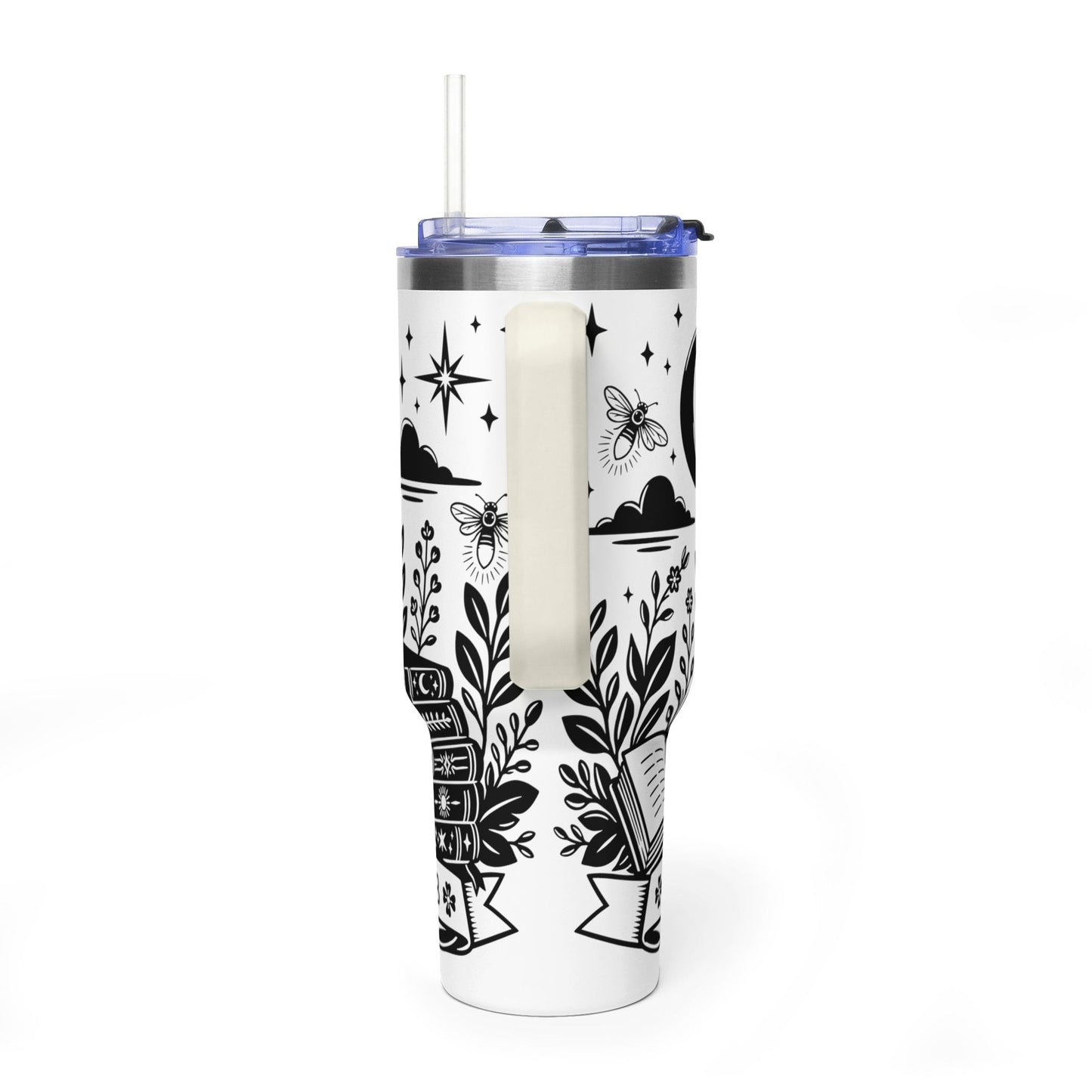 40oz Vacuum Tumbler — "Late Night Reading Club" Lantern & Moon Book Lover Travel Mug