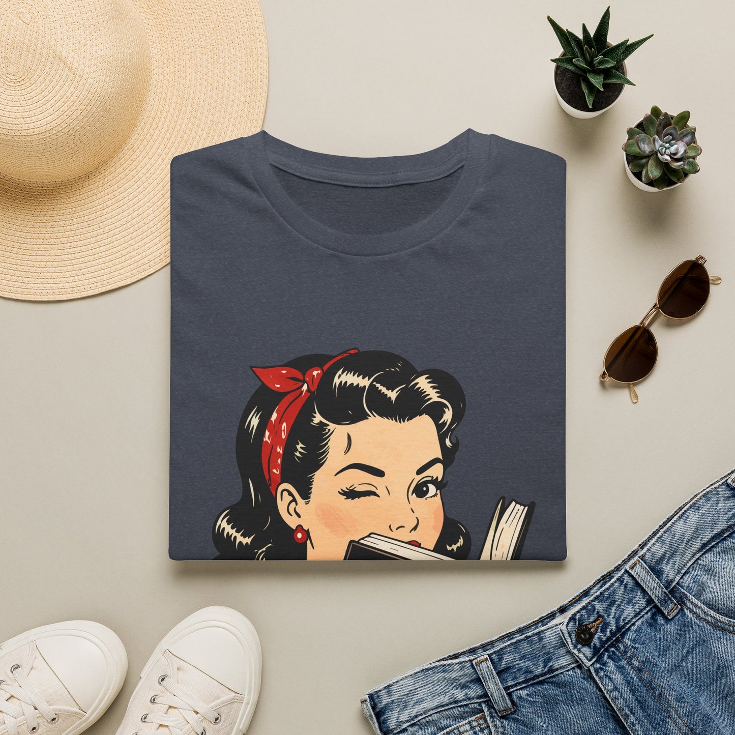 Lightweight Fabric - Vintage Pin-up Reading Tee — "Smutty Content" Graphic T-Shirt
