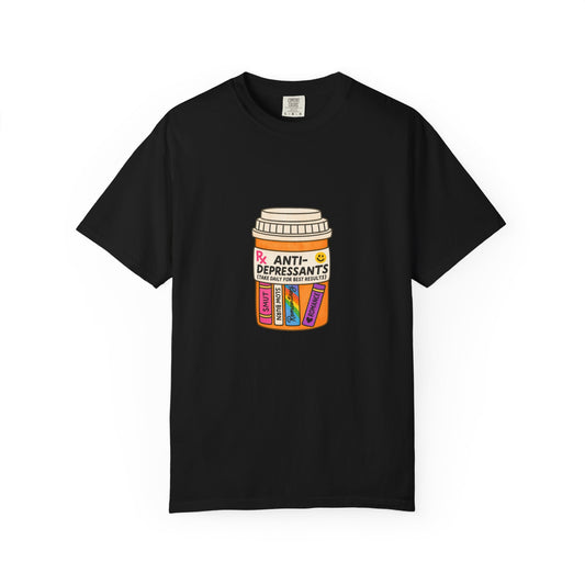 T-Shirt — "Anti-Depressants" Coffee & Books Graphic Tee