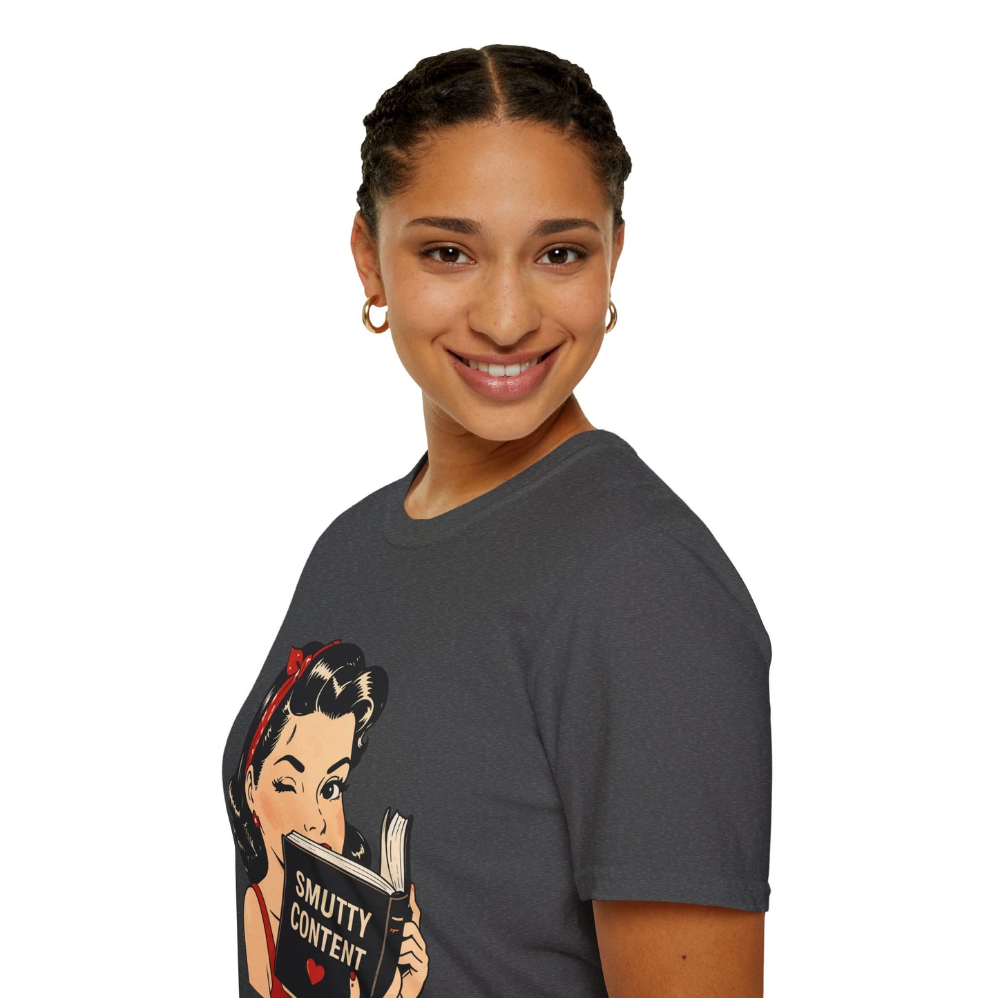 Lightweight Fabric - Vintage Pin-up Reading Tee — "Smutty Content" Graphic T-Shirt