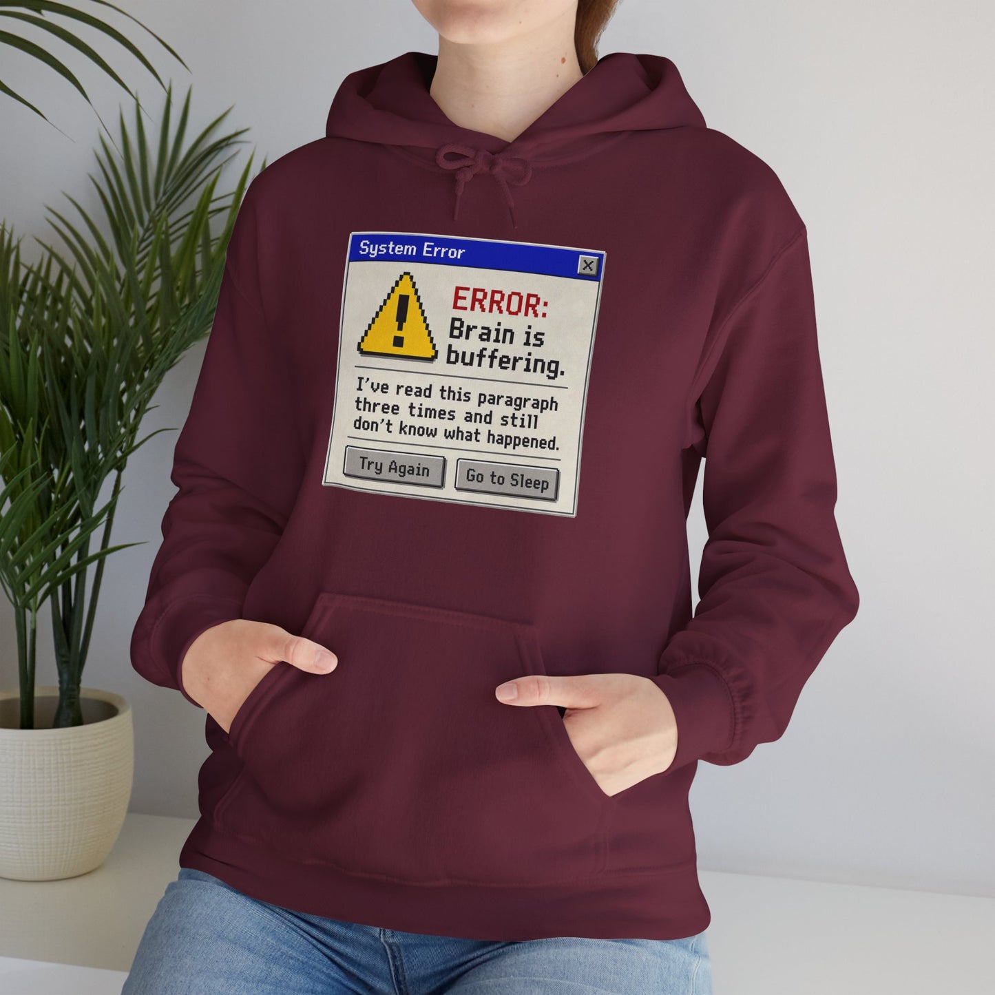 Neurospicy "ERROR: Brain is buffering" Retro Computer Alert Graphic Hoodie
