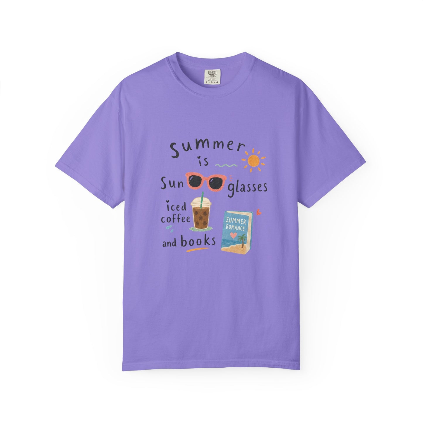 "Summer Is Sunglasses, Iced Coffee & Books" T-Shirt